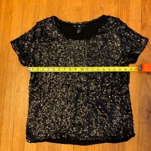 Black Sequin T-Shirt by H&M size S